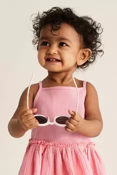 Хлопковое платье без рукавов H&M, розовый