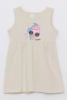 Хлопковое платье без рукавов Lc Waikiki, бежевый