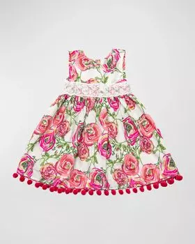 Хлопковое платье Blooming Aisle для девочек без рукавов с кружевом, размер 2–6 Haute Baby, цвет Pink