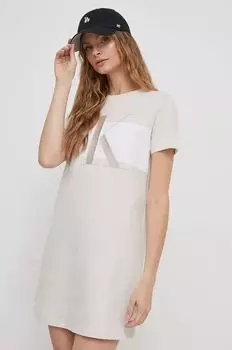 Хлопковое платье Calvin Klein Jeans, бежевый