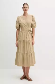 Хлопковое платье Dkny, зеленый