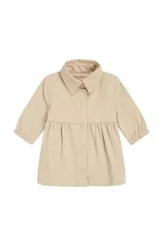 Хлопковое платье для девочек Calvin Klein Jeans, бежевый