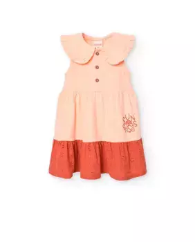 Хлопковое платье для девочки без рукавов Boboli, цвет Salmn