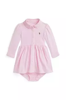 Хлопковое платье для девочки Polo Ralph Lauren, розовый