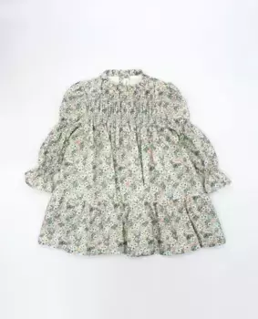 Хлопковое платье для девочки с цветочным принтом Fina Ejerique, цвет Verde Agua