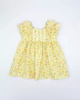 Хлопковое платье для девочки с цветочным принтом Fina Ejerique, желтый