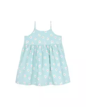 Хлопковое платье для девочки с цветочным принтом KNOT, зеленый