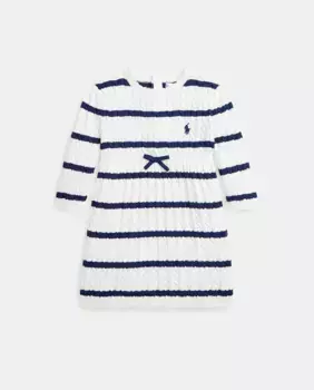 Хлопковое платье для девочки с длинным рукавом Polo Ralph Lauren, многоцветный