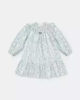 Хлопковое платье для девочки с голубыми цветами Martn Aranda, синий