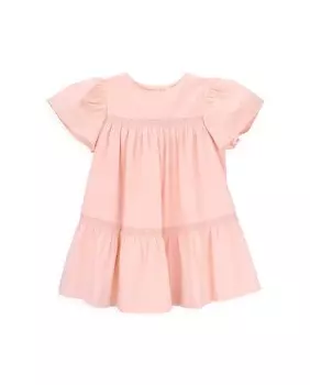 Хлопковое платье для девочки с короткими рукавами Knot, оранжевый