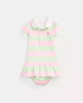 Хлопковое платье для девочки с короткими рукавами Polo Ralph Lauren, цвет Rosa