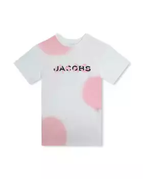 Хлопковое платье для девочки с логотипом спереди Marc Jacobs, белый
