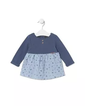 Хлопковое платье для девочки с принтованной юбкой Tous, темно-синий