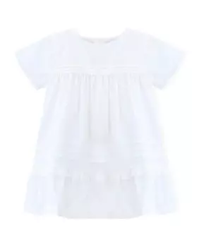 Хлопковое платье для девочки с рюшами Knot, белый