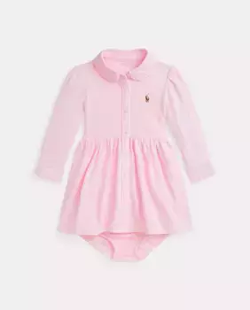 Хлопковое платье для девочки с вышитой лошадью Polo Ralph Lauren, розовый