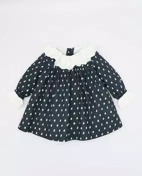 Хлопковое платье для девочки темно-синего цвета Fina Ejerique, темно-синий