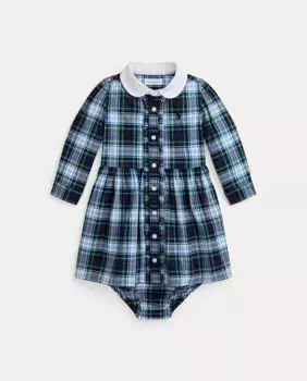 Хлопковое платье для девочки в клетку Polo Ralph Lauren, темно-синий