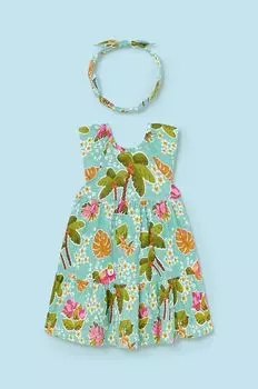 Хлопковое платье для новорожденных Mayoral, бирюзовый