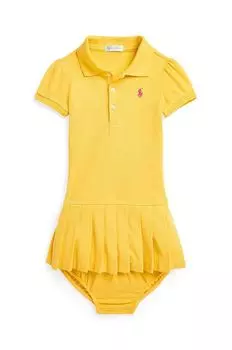 Хлопковое платье для новорожденных Polo Ralph Lauren, желтый