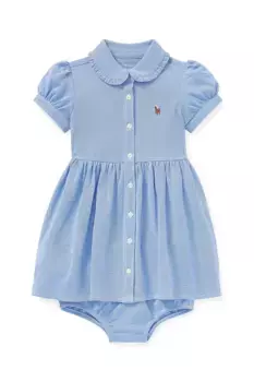 Хлопковое платье для новорожденных Polo Ralph Lauren, синий
