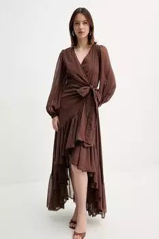 Хлопковое платье ELSA Marciano Guess, коричневый