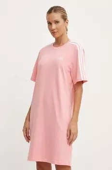 Хлопковое платье Essentials adidas, розовый
