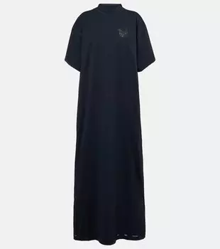 Хлопковое платье-футболка с логотипом Balenciaga, Faded Washed Black