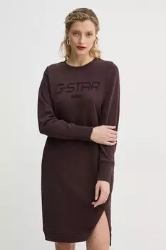 Хлопковое платье G-Star, коричневый