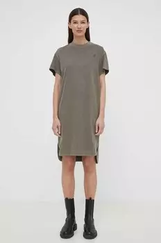 Хлопковое платье G-Star Raw, коричневый