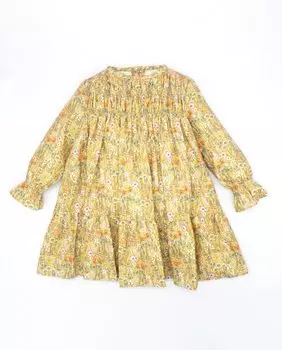 Хлопковое платье горчичного цвета для девочки Fina Ejerique, горчичный