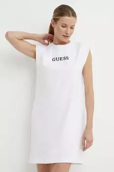 Хлопковое платье Guess, белый