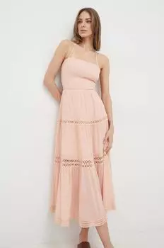 Хлопковое платье Guess, оранжевый