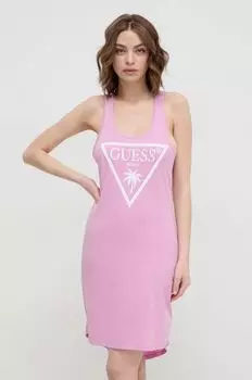 Хлопковое платье Guess, розовый