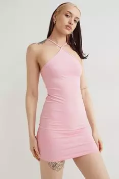Хлопковое платье H&M, светло-розовый