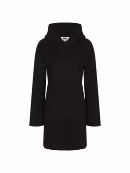 Хлопковое платье-худи с логотипом MM6 MAISON MARGIELA, черный