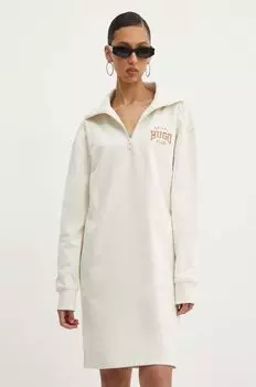 Хлопковое платье Hugo, бежевый