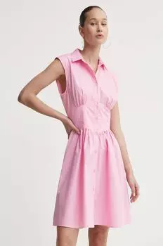 Хлопковое платье Hugo, розовый