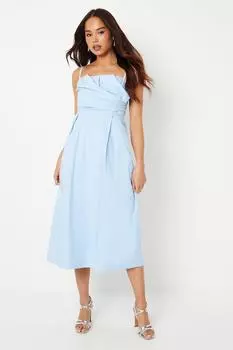 Хлопковое платье-карандаш миди с лифом и складками для миниатюрных размеров Coast, синий