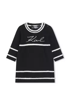 Хлопковое платье Karl Lagerfeld для девочек, черный