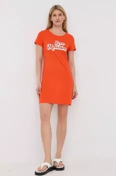 Хлопковое платье Love Moschino, оранжевый