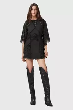 Хлопковое платье Luci Allsaints, черный