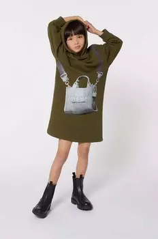 Хлопковое платье Marc Jacobs для девочек, зеленый