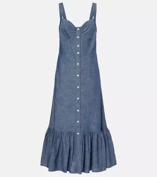 Хлопковое платье макси из шамбре Polo Ralph Lauren, Chambray