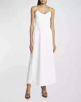 Хлопковое платье макси на бретельках с вырезом в форме сердца Victoria Beckham, цвет White