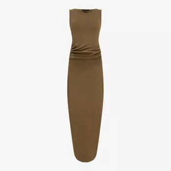 Хлопковое платье макси приталенного кроя katarina со сборками по бокам Allsaints, зеленый