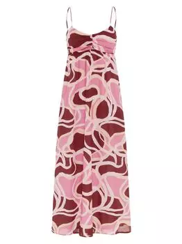 Хлопковое платье макси с принтом Rio и сборками Bird & Knoll