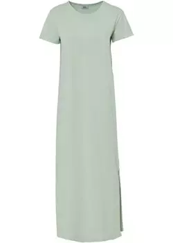 Хлопковое платье макси с разрезом Bpc Bonprix Collection, зеленый