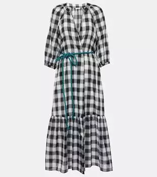 Хлопковое платье макси с шахматным принтом Eres, черный