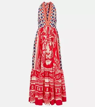 Хлопковое платье макси с запахом из поплина Camilla, Rinse & Roar