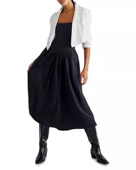 Хлопковое платье миди без бретелек Free People Onda Free People, цвет Black